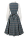 [Pre-Sale] 2PCS Gray 1950s Plaid Ruffled Dress & Cotton Blouse