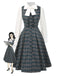 [Pre-Sale] 2PCS Gray 1950s Plaid Ruffled Dress & Cotton Blouse