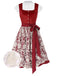 [Pre-Sale] 3PCS Red 1950s Floral Lace Velvet Dress & White Top