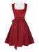 [Pre-Sale] 3PCS Red 1950s Floral Lace Velvet Dress & White Top