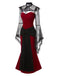 [Pre-Sale] 2PCS Red & Black 1930s Velvet Bandeau Fishtail Dress & Cape