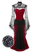 [Pre-Sale] 2PCS Red & Black 1930s Velvet Bandeau Fishtail Dress & Cape