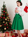 [Pre-Sale] 2PCS 1950s Christmas Lights Print Blouse & Pleated Skirt
