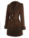 [Pre-Sale] 2PCS Dark Brown 1960s Faux Suede Fur Jacket & Skirt