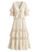 [Pre-Sale] 2PCS Beige 1970s Boho Ruffled Lace Blouse & Skirt