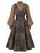 [Pre-Sale] Brown 1940s Patchwork Plaid Belted Sleeveless Dress & Blouse
