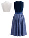 Blue 1950s Velvet Paisley Print Dress & Apron & Lace Top