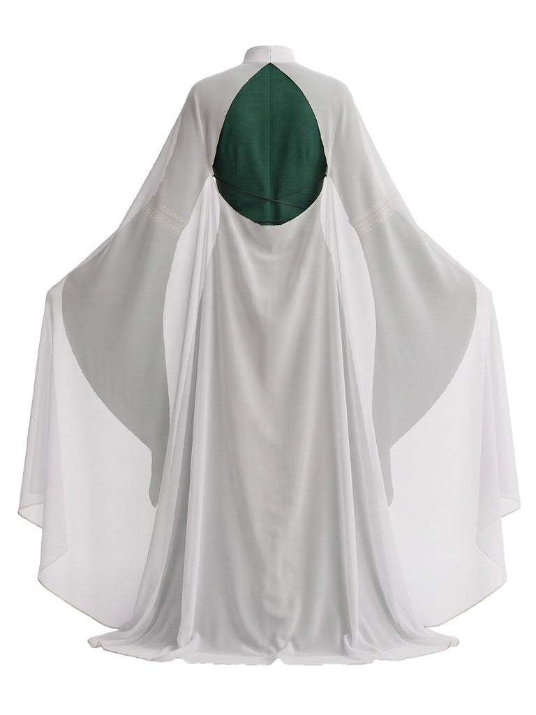 2PCS 1980s Medieval Court Halloween Costume Dress & Backless Shawl