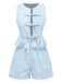 2PCS 1950s Plaid Ruffled Bow Vest & Shorts