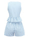 2PCS 1950s Plaid Ruffled Bow Vest & Shorts