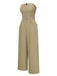 Camel 1930s Solid Strapless Belt Jumpsuit, vintage romper, retro jumpsuit - perfect for women who love vintage and retro fashion