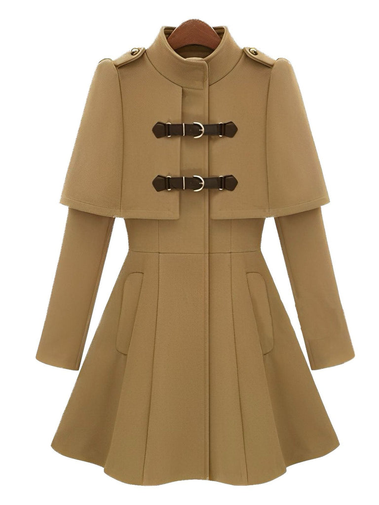 Camel 1940s Single-Breasted Woolen Coat - vintage fashion, retro style