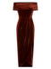 Caramel Color 1960s Off-Shoulder Tulip Velvet Dress, vintage dress, retro fashion - perfect for women who love vintage and retro fashion