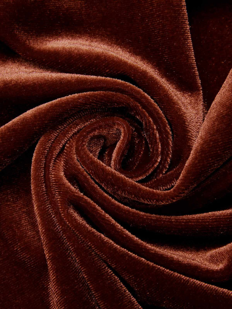 Caramel Color 1960s Off-Shoulder Tulip Velvet Dress: where 1960s romance meets her modern spirit