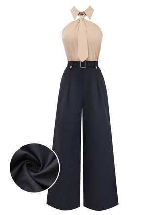 Champagne 1930s Halter Two-Piece Effect Jumpsuit - vintage jumpsuit, retro fashion
