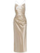 Champagne 1930s Satin Backless Slip Dress - vintage dress, retro fashion