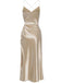 Champagne 1930s Satin Backless Slip Dress - vintage dress, retro fashion