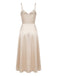 Champagne 1930s Satin V-Neck Belted Spaghetti Strap Dress, vintage dress, retro fashion - perfect for women who love vintage and retro fashion
