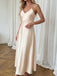 Champagne 1930s Satin V-Neck Belted Spaghetti Strap Dress, vintage dress, retro fashion - perfect for women who love vintage and retro fashion
