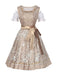 She slips into this Champagne 1950s Puff Top & Floral Bow Dress and suddenly it's a 1950s daydream