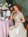 Champagne 1950s Satin Belt Tulle Cocktail Dress, vintage dress, retro fashion, rockabilly, pin-up fashion - perfect for women who love vintage and retro fashion