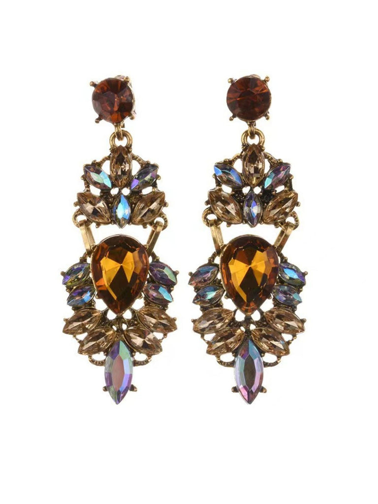 She adds this Champagne Alloy Vintage Rhinestone Earrings and suddenly it's 1950s perfection