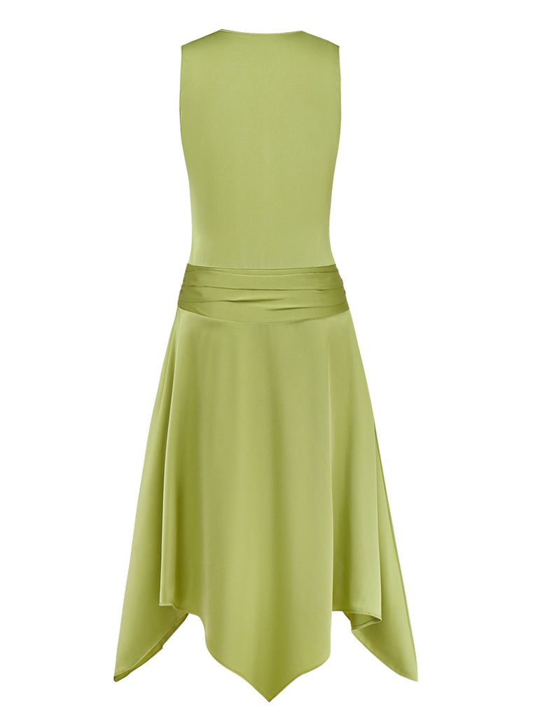 Chartreuse 1920s Shimmering Handkerchief Hem Dress | Retro Stage Chartreuse 1920s Shimmering Handkerchief Hem Dress | Retro Stage
