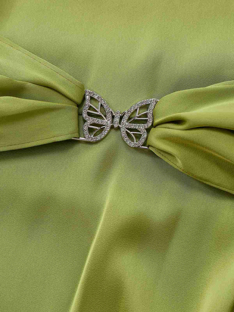 Chartreuse 1920s Shimmering Handkerchief Hem Dress - vintage dress, retro fashion, Gatsby party