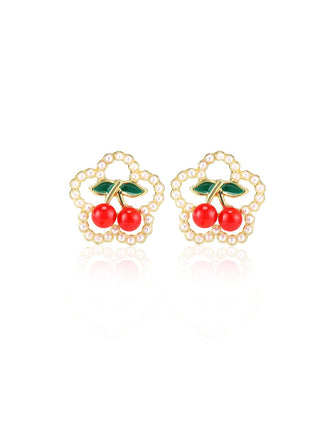 Cherry Pearl Stud Earrings, vintage fashion, retro style - perfect for women who love vintage and retro fashion
