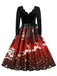 Christmas 1950s V-Neck Long Sleeve Patchwork Dress: timeless style reimagined