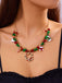 Christmas Bells Candy Cane Wreath Pendants Necklace - vintage fashion, retro style