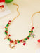 Christmas Bells Candy Cane Wreath Pendants Necklace - vintage fashion, retro style