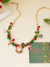 Christmas Bells Candy Cane Wreath Pendants Necklace - vintage fashion, retro style