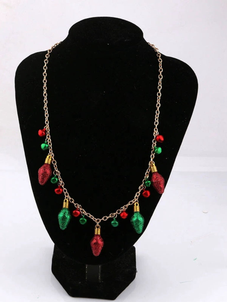 Christmas Bulb Bell Necklace & Earrings Set - vintage fashion, retro style