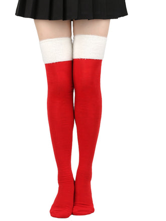 She finds her vintage story in this Christmas Contrast Thigh High Socks