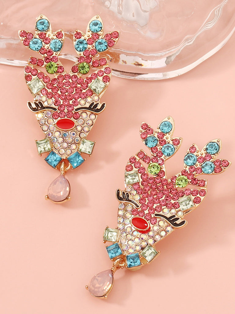 Christmas Deer Rhinestone Earrings — vintage elegance for the modern woman