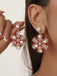 Christmas Fluffy Snowflake Diamond Pearl Earrings - vintage fashion, retro style