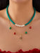 Christmas Layered Beaded Bells Necklace - vintage fashion, retro style, elegant red
