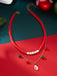 Christmas Layered Beaded Bells Necklace - vintage fashion, retro style, elegant red
