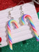 Christmas Rainbow Cane Candy Color Earrings - vintage fashion, retro style