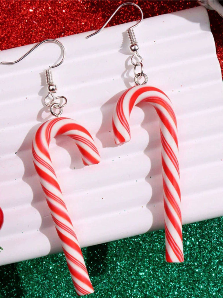 Christmas Rainbow Cane Candy Color Earrings - vintage fashion, retro style