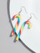 Christmas Rainbow Cane Candy Color Earrings - vintage fashion, retro style