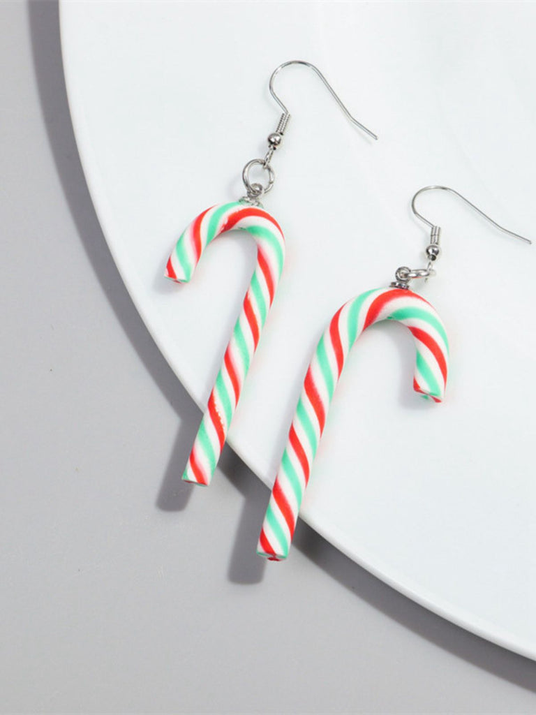 Christmas Rainbow Cane Candy Color Earrings - vintage fashion, retro style