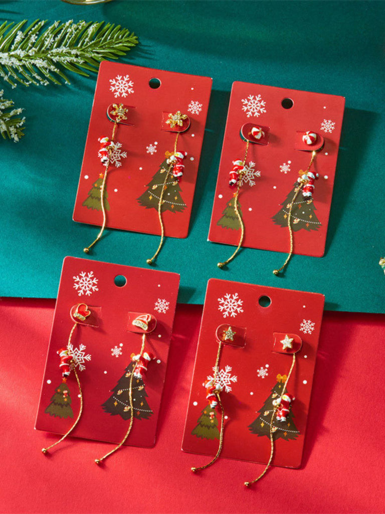 Christmas Santa Claus Long Drop Earrings - vintage fashion, retro style