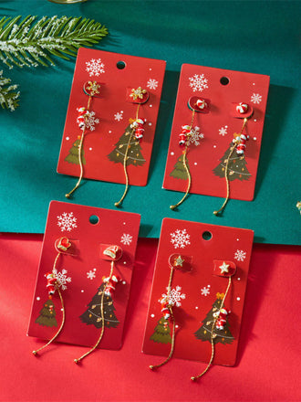 Christmas Santa Claus Long Drop Earrings - vintage fashion, retro style