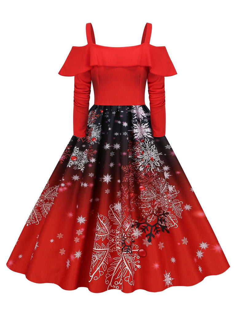 Christmas Suspender Ruffle Long Sleeve Dress: timeless style reimagined
