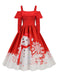 Christmas Suspender Ruffle Long Sleeve Dress — vintage elegance for the modern woman