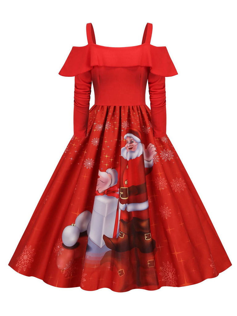 Christmas Suspender Ruffle Long Sleeve Dress: timeless style reimagined