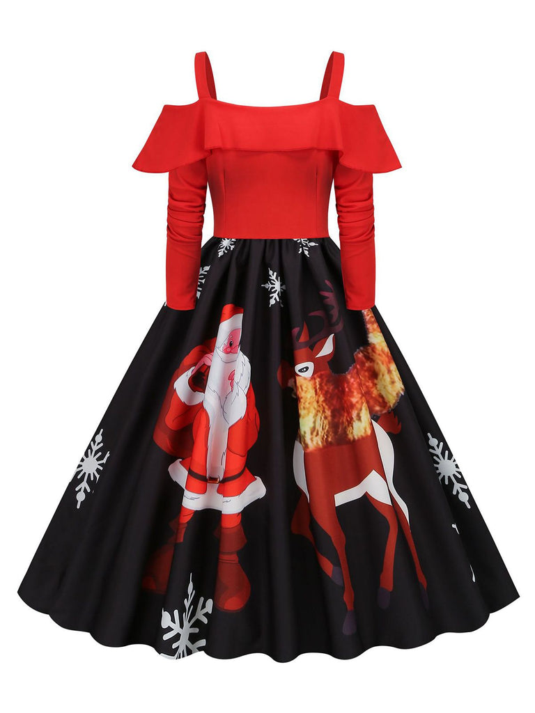Christmas Suspender Ruffle Long Sleeve Dress: timeless style reimagined