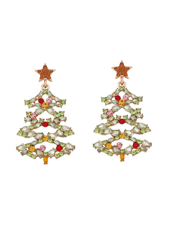 Christmas Tree Alloy Inlaid Diamond Earrings: timeless style reimagined